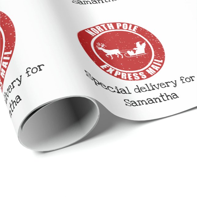 North Pole Express Mail Geschenke von Weihnachten Geschenkpapier (Rolleneckpunkt)