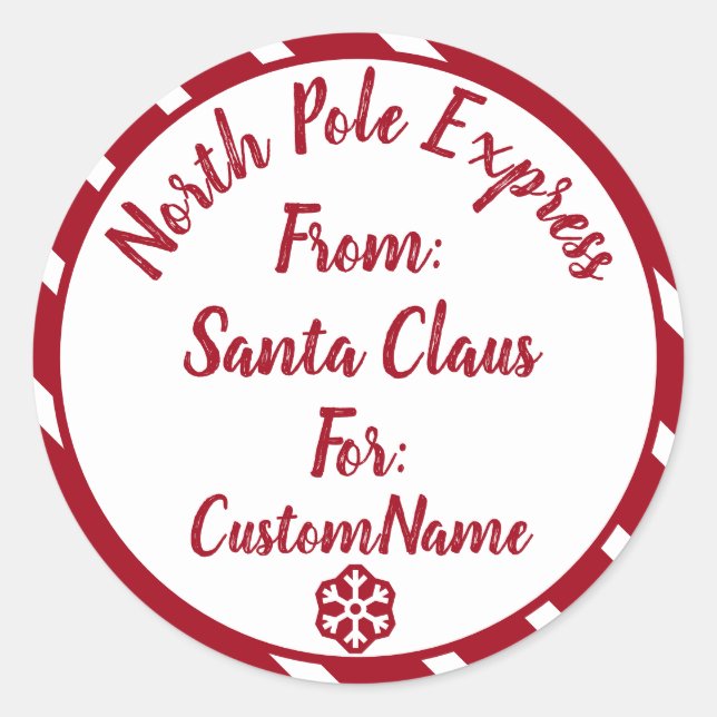 North Pole Express Weihnachtsgeschenk Runder Aufkleber (Vorderseite)