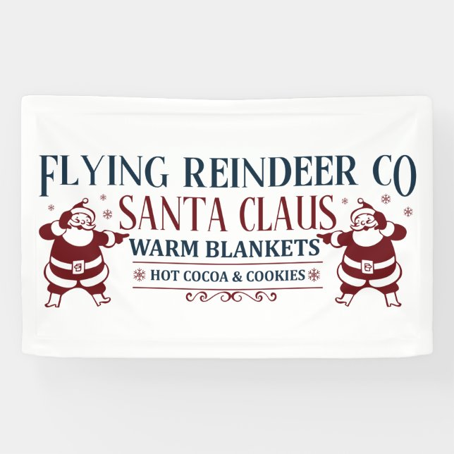 North Pole Flying Rentier Company Weihnachten Banner (Horizontal)
