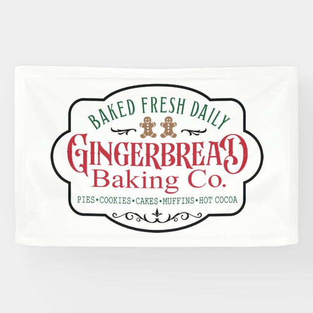 North Pole Gingerbrot Backunternehmen Weihnachten Banner (Horizontal)