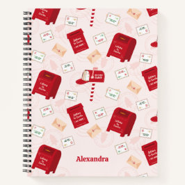 North Pole Mail Weihnachtsmuster Personalisiert Notizbuch