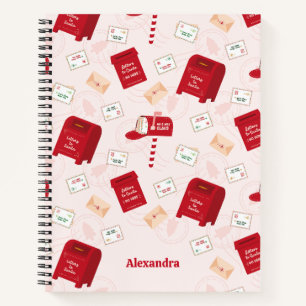 North Pole Mail Weihnachtsmuster Personalisiert Notizbuch