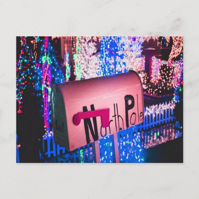 North Pole Mailbox Weihnachten Postkarte (Vorderseite)