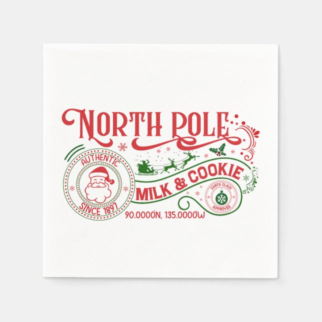 North Pole Milk Cookie Company Weihnachten Serviette (Vorderseite)