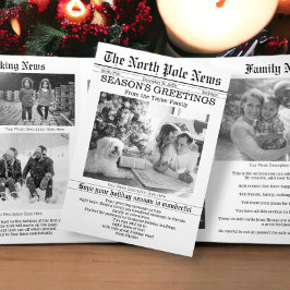 North Pole News Christmas Newspapier Personalisier Dreifach Gefaltete Urlaubskarte