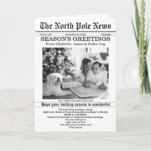 North Pole News Christmas Newspapier Personalisier Feiertagskarte