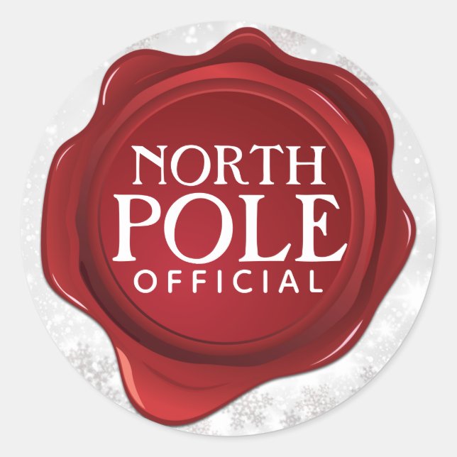 North Pole Offiziell Wax Siegel White Christmas Runder Aufkleber (Vorderseite)