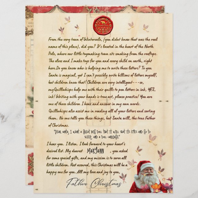 North Pole Personal Christmas Letter From Santa (Vorne/Hinten)