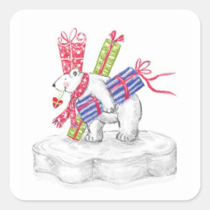 North Pole Polar Bären Weihnachtsgeschenke Sticker