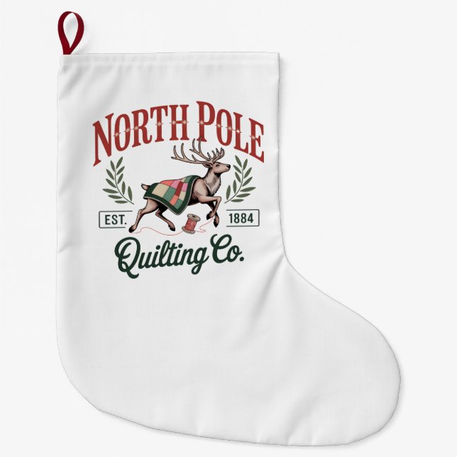 North Pole Quilting Funny Quilting Sewing Lover Großer Weihnachtsstrumpf (Vorderseite)