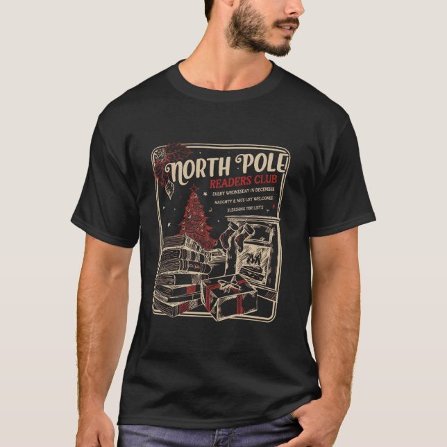 North Pole Readers Club Buchung Weihnachtsbuch Rüc T-Shirt (Vorderseite)