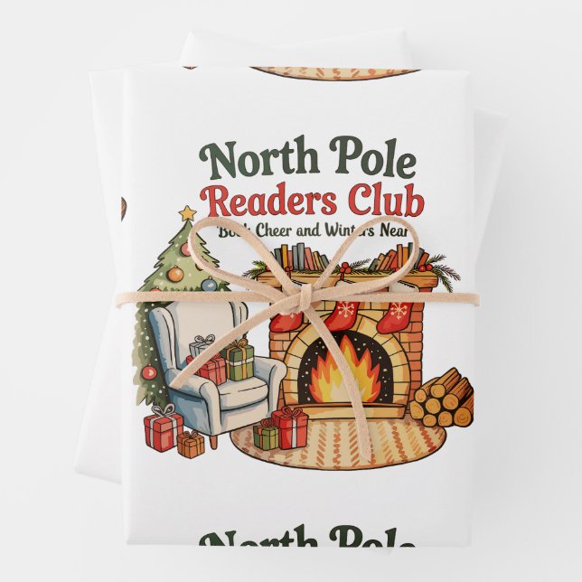 North Pole Readers Club Weihnachtsbücher Xmas Love Geschenkpapier Set (Beispiel)