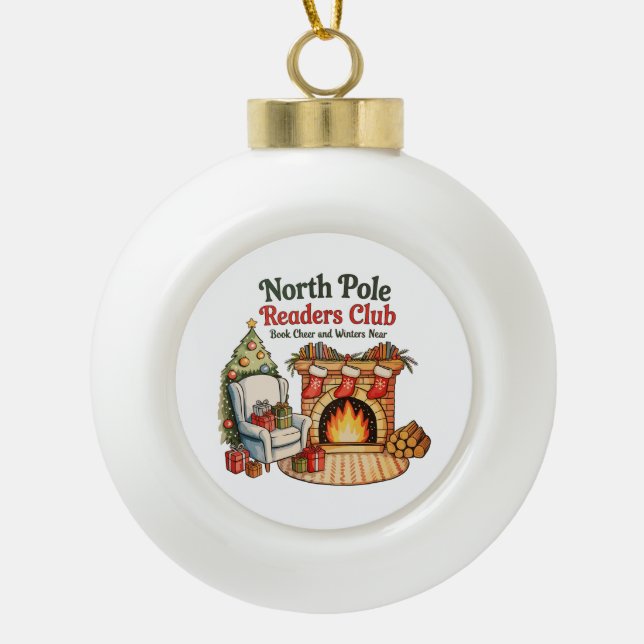 North Pole Readers Club Weihnachtsbücher Xmas Love Keramik Kugel-Ornament (Vorderseite)