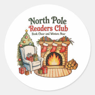 North Pole Readers Club Weihnachtsbücher Xmas Love Runder Aufkleber