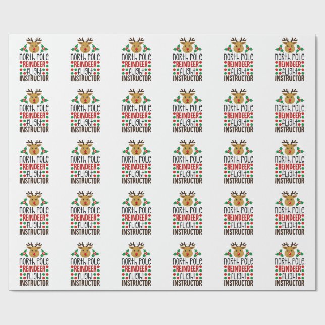 North Pole Reindeer Flight Instructor Christmas  Geschenkpapier (Flach)