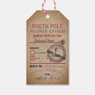 North Pole Rentier Express Naughty oder Nice Santa Geschenkanhänger