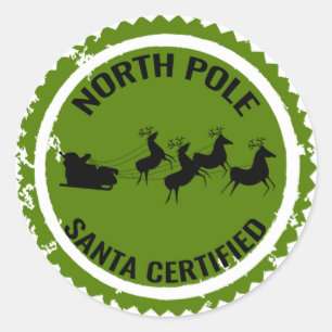 North Pole Santa Certified Runder Aufkleber