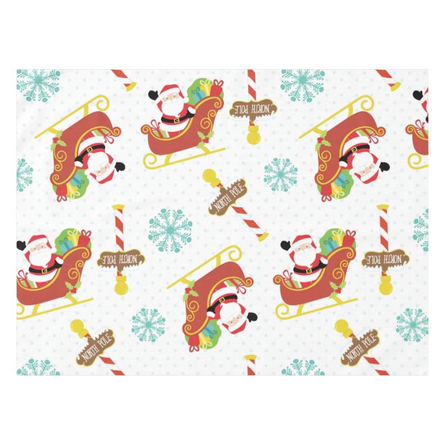 North Pole Santa Claus Holiday Tableclout Tischdecke (Vorderseite (Horizontal))