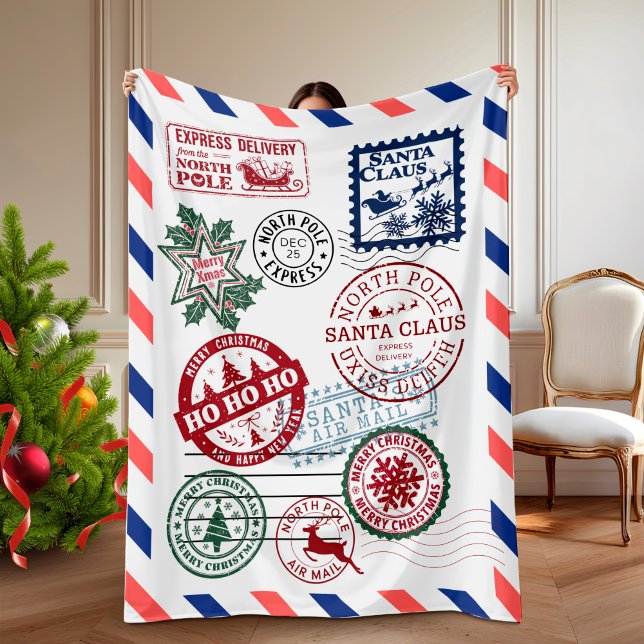 North Pole Santa Mail Christmas  Fleecedecke (North Pole Santa Mail Christmas Fleece Blanket)