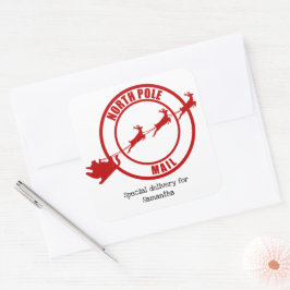 North Pole Santa Mail Rentiere Weihnachtsaufkleber Quadratischer Aufkleber