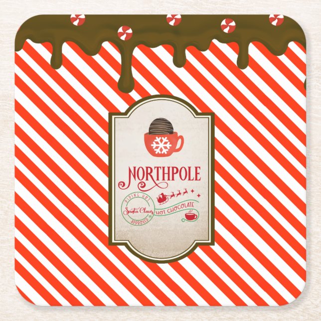 North Pole Santa Shop Weihnachtself Made Rechteckiger Pappuntersetzer (Vorderseite)