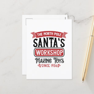North Pole Santa's Workshop Feiertagspostkarte