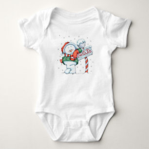 North Pole Snowman Baby Strampler