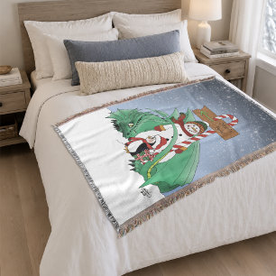 North Pole Snowman Dragon Penguin Weihnachten Decke
