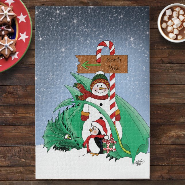 North Pole Snowman Dragon Penguin Weihnachten Puzzle (Von Creator hochgeladen)