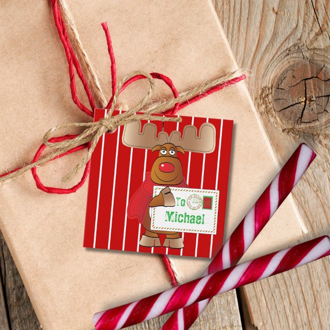 North Pole Special Delivery Red Rentier Weihnachte Geschenkanhänger (Von Creator hochgeladen)