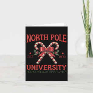 North Pole University Retro Christmas Candy Cane H Karte