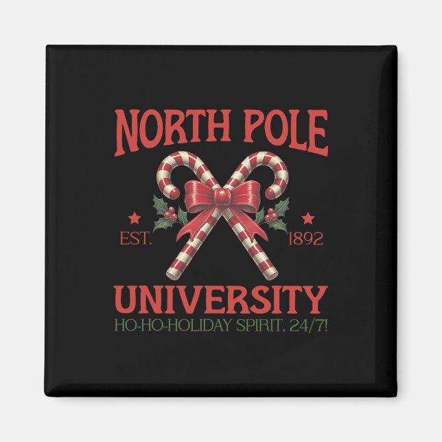 North Pole University Retro Christmas Candy Cane H Magnet (Vorne)
