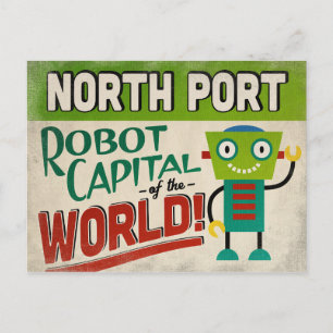 North Port Florida Robot - Funny Vintag Postkarte
