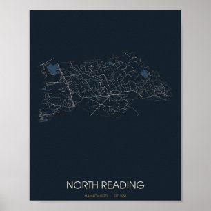 North Reading Massachusetts Straßenkarte Poster (N