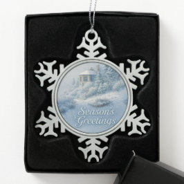 North Rim Lodge Winter Scenery Nostalgic Schneeflocken Zinn-Ornament