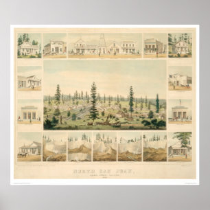 North San Juan, CA. Panoramakarte 1858 (1567A) Poster