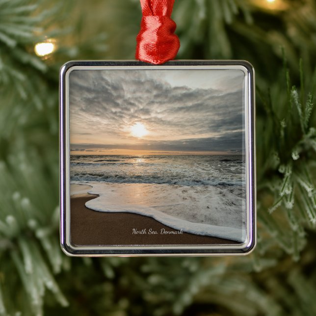 North Sea, Denmark picturesque sunset, Ornament Aus Metall (Baum)