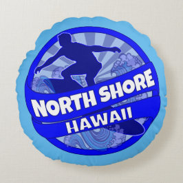 North Shore Hawaii blaues Surfer Logo rund Kissen