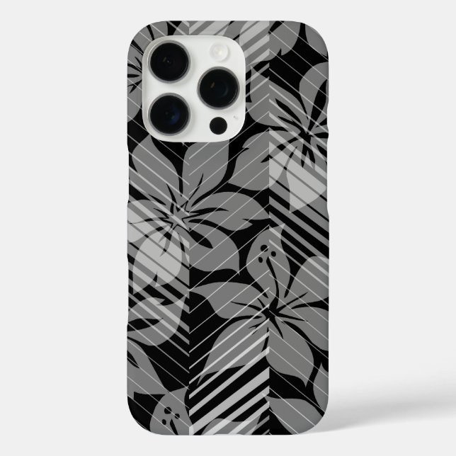 North Shore Hawaiian Hibiskus Streifen grau Case-Mate iPhone Hülle (Rückseite)