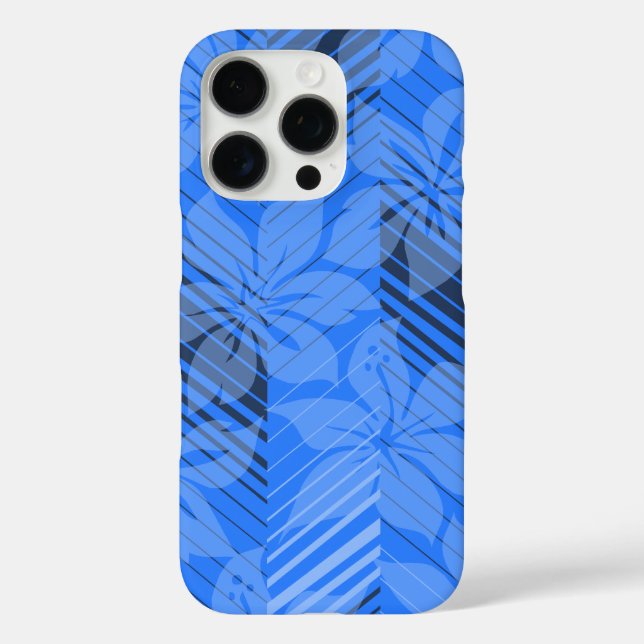 North Shore Hawaiian Hibiskus Stripes Blue Case-Mate iPhone Hülle (Rückseite)