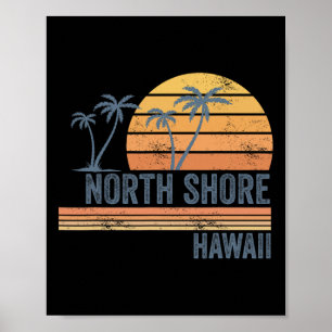 North Shore Oahu Hawaii Souvenir Surfen Hawaiianis Poster
