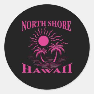 North Shore Oahu Hawaii Souvenir Surfen Hawaiianis Runder Aufkleber