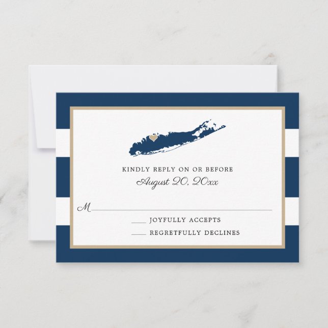 North Shore of Long Island mit Herz Wedding RSVP (Vorderseite)