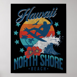 North Shore Strand Hawaii Surfen Vintage Hawaiiani Poster