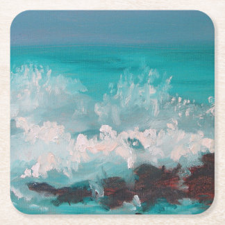"North Shore Waves" 3, Ölgemälde Rechteckiger Pappuntersetzer