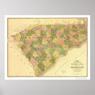 North & South Carolina Karte 1839 Poster