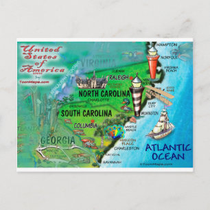 North South Carolina USA Card Postkarte