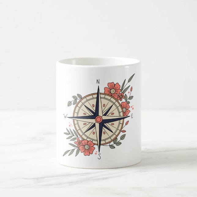 North, ,South, East, and West With Flowes Kaffeetasse (Mittel)