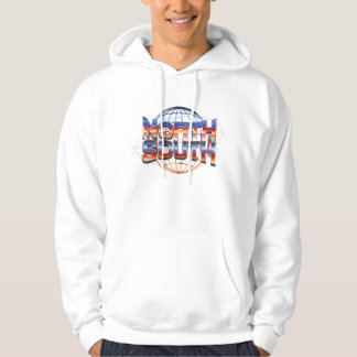 North South Retro 80s Chrome Logo Design - Synthwa Hoodie