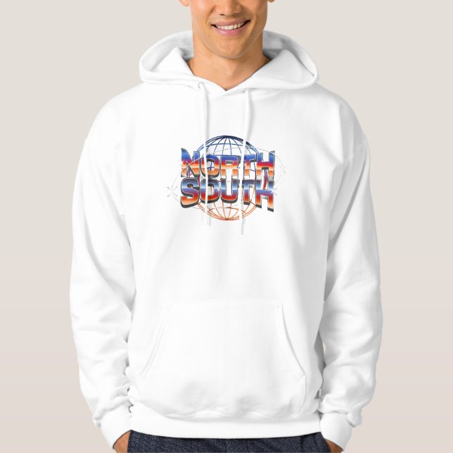 North South Retro 80s Chrome Logo Design - Synthwa Hoodie (Vorderseite)
